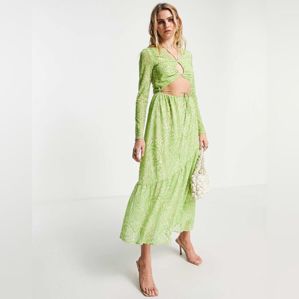 & Other Stories Green Patterned mesh Dress